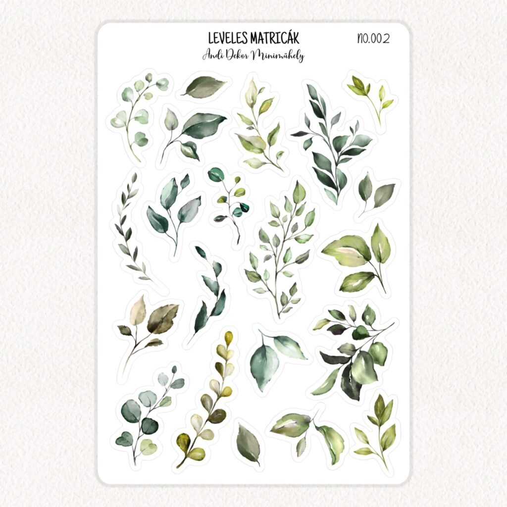 Virágos matrica csomag - Zöld leveles matricák