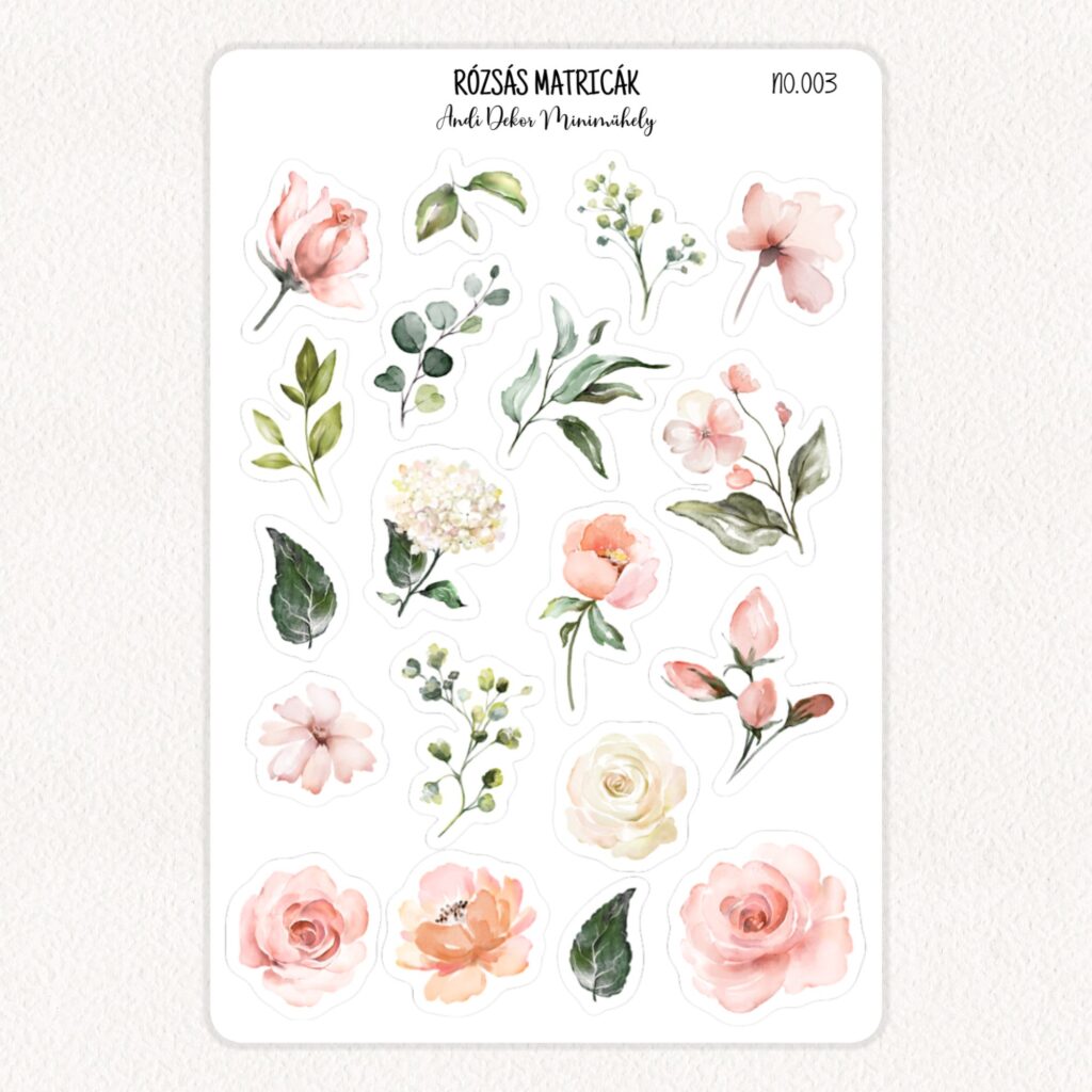 Virágos matrica csomag - Rózsás matricák